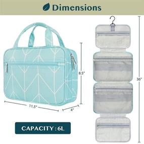 img 3 attached to 🌈 PAVILIA Hanging Travel Toiletry Bag for Women - Cosmetics Makeup Organizer Kit, Dopp Kit Hygiene Bag for Shaving Shower - Teal Chevron