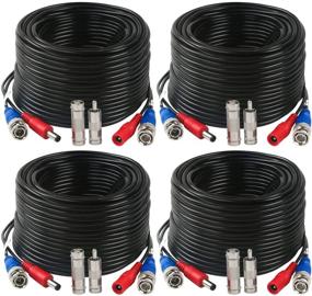 img 4 attached to All-in-One, Pre-Made Tainston 4 Pack 150 Feet BNC Video Power Cable 🔌 Wire with Connectors for CCTV Camera DVR Surveillance System – Simplify Your Security Setup!