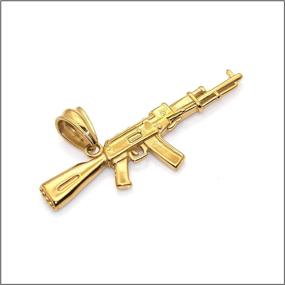 img 2 attached to 🔫 Heavstjer Hip Hop Stainless Steel AK-47 Gun Pendant Necklace: 22inches Link Chain - A Stylish and Edgy Accessory!