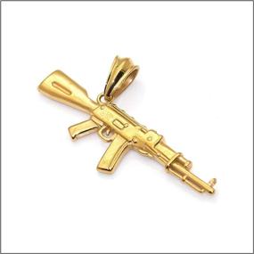 img 1 attached to 🔫 Heavstjer Hip Hop Stainless Steel AK-47 Gun Pendant Necklace: 22inches Link Chain - A Stylish and Edgy Accessory!