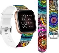 🌸 fitbit versa 2 silicone bands - cisland soft thin slim print strap replacement, women's floral design, compatible with fitbit versa/versa 2/versa lite/se small logo
