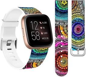 img 4 attached to 🌸 Fitbit Versa 2 Silicone Bands - Cisland Soft Thin Slim Print Strap Replacement, Women's Floral Design, Compatible with Fitbit Versa/Versa 2/Versa Lite/SE Small