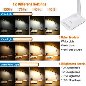 img 3 attached to 🌟 Miady LED Desk Lamp: Eye-Caring, Adjustable, Foldable, 3 Color Modes x 4 Brightness Levels – Ideal for Office, Study, Bedroom