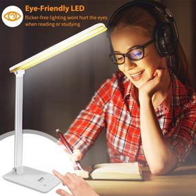 img 1 attached to 🌟 Miady LED Desk Lamp: Eye-Caring, Adjustable, Foldable, 3 Color Modes x 4 Brightness Levels – Ideal for Office, Study, Bedroom