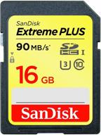 💾 память sandisk extreme plus sdhc uhs-i/u3 16 гб: высокая скорость чтения 90 мб/с и надежная производительность (sdsdxsf-016g-gncin) логотип