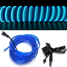 img 4 attached to 🔵 Top-Notch Automotive Car Interior Decoration: M.best Neon Light El Wire with 6mm Sewing Edge - Super Bright 5M/15FT Blue