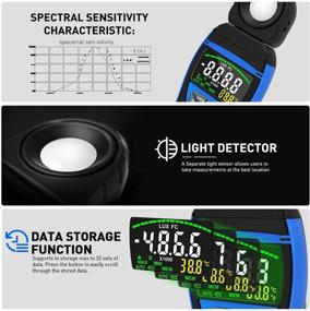 img 2 attached to 🌱 Цифровой светометр для растений AP-8801A: 0.1~400 000 люксов, красочный экран, температура, удержание данных, макс./мин., хранение данных, единицы люксов/фут-кандел - идеально подходит для фотографии.