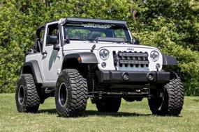 img 4 attached to 🚙 Rough Country Stubby Stock Bumper Kit (fits) 2007-2018 Jeep Wrangler JK, Front Bumper Caps - Enhance Your Jeep's Style and Protection!