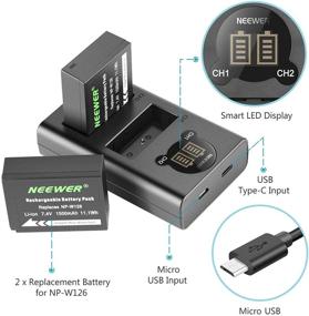 img 2 attached to Neewer Battery Charger Set Replacement For NP-W126 Compatible With Fujifilm X-T3 X-T2 X-T1 X-A5 X-E3 X-E2 X-E1 X100F X-H1 X-M1 X-Pro2 X-T20 And More (2-Pack 1500MAh Battery/Dual USB And Type-C Input)