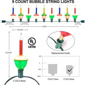 img 1 attached to 🎄 Vintage Bubble Lights Indoor String Lights for Christmas Tree & Mantel Decor, 9 Bulbs