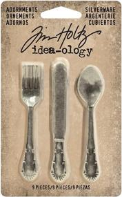 img 3 attached to 🍴 Enhance Crafts with Tim Holtz Idea-ology Silverware Adornments – Antique Nickel Finish (TH93254)