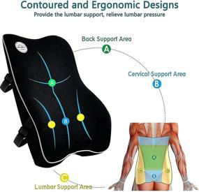 img 2 attached to 🪑 Memory Foam Lumbar Support Pillow for Car, Office Chair, Car Seat, Computer Chair, Recliner - Ergonomic Back Cushion for Pain Relief, Black