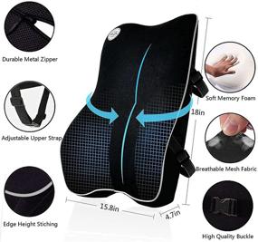 img 3 attached to 🪑 Memory Foam Lumbar Support Pillow for Car, Office Chair, Car Seat, Computer Chair, Recliner - Ergonomic Back Cushion for Pain Relief, Black