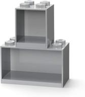 🧱 room copenhagen lego brick shelf set - grey, includes 4 stud and 8 stud brick box shelves logo