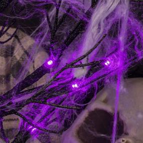 img 2 attached to 🕷️ Enhance Your Halloween Decor with FUNPENY Lighted Black Birch Tree: Battery Operated, Spider Web, Luminous Spider - Purple