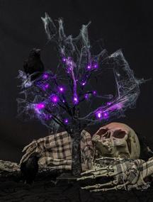 img 1 attached to 🕷️ Enhance Your Halloween Decor with FUNPENY Lighted Black Birch Tree: Battery Operated, Spider Web, Luminous Spider - Purple