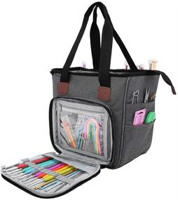img 4 attached to 👜 SumDirect Yarn Bag: Portable Knitting Organizer Tote for Yarns, Projects & Accessories (Gray)
