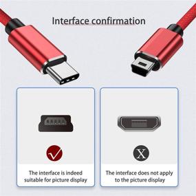 img 2 attached to 🔴 3-Feet Mini USB to Type C Cable, Ancable USB Type C to Mini 5-Pin Charging Cord - Red, Supports Sync Data for Digital Camera, MP3 Player, GPS Receiver, and More Mini B Devices