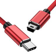 🔴 3-feet mini usb to type c cable, ancable usb type c to mini 5-pin charging cord - red, supports sync data for digital camera, mp3 player, gps receiver, and more mini b devices logo