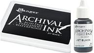 ⚫ ranger archival jet black permanent ink stamp pad &amp; re-ink refill logo