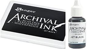 img 1 attached to ⚫ Ranger Archival Jet Black Permanent Ink Stamp Pad &amp; Re-Ink Refill