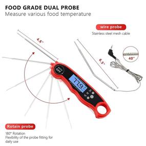 img 1 attached to 🌡️ Foedo Digital Dual Probe Meat Thermometer for Cooking, Baking, Frying, BBQ, Grill - Waterproof Instant Read Thermometer for Oven, Turkey, and Outdoor Food