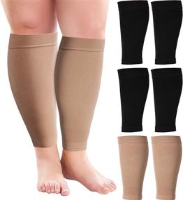 img 4 attached to 🧦 Набор из 3-х длинных компрессионных носков XL Plus Size | 20-30 мм рт. ст. Широкие гетры для улучшения кровообращения, для длинных ног и мышц | 20 дюймов в ширину | Женские Мужские