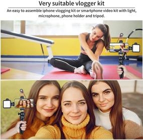 img 3 attached to 🎥 KuuZuse Vlogger Kit: Smartphone Video Microphone with LED Light, Phone Holder, Tripod - Compatible with iPhone11, 11 Pro, XS, XR, X, 8, 7, 6S, 6, Samsung, Huawei - for YouTube, TIK Tok, Filming, Vlogging