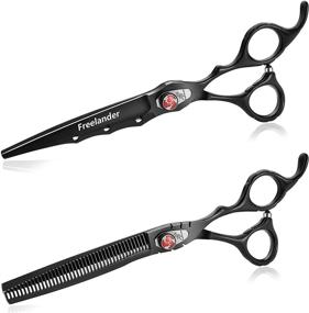 img 4 attached to 💇 Professional Hairdressing 6.0/7.0 inch Cutting & Thinning Scissors Barber Texturizing/Blending Shears - Ideal for Hairstlists or Home Use (A-7.0 inch-Black)