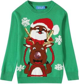 img 4 attached to SSLR Crewneck Pullover Christmas Sweater Boys' Clothing
