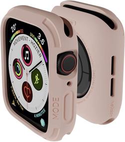 img 3 attached to 🌸 Elkson Apple Watch 6 SE 5 4 Case 44mm - Quattro Series Bumper for Ultimate Protection and Durability - Pink TPU Flexible Shock Proof Resist - Compatible with iWatch