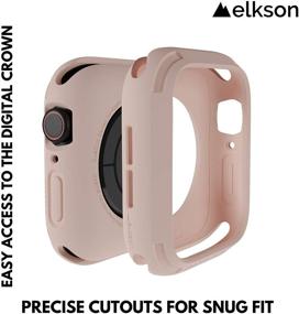 img 2 attached to 🌸 Elkson Apple Watch 6 SE 5 4 Case 44mm - Quattro Series Bumper for Ultimate Protection and Durability - Pink TPU Flexible Shock Proof Resist - Compatible with iWatch