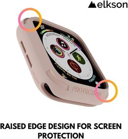 img 1 attached to 🌸 Elkson Apple Watch 6 SE 5 4 Case 44mm - Quattro Series Bumper for Ultimate Protection and Durability - Pink TPU Flexible Shock Proof Resist - Compatible with iWatch