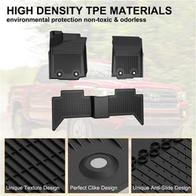 img 2 attached to 🚗 Premium All-Weather TPE Slush Liner Floor Mats for 2018-2022 Toyota Tacoma Double Cab Crew Cab - Front & 2nd Row Seat - Black