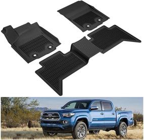 img 4 attached to 🚗 Premium All-Weather TPE Slush Liner Floor Mats for 2018-2022 Toyota Tacoma Double Cab Crew Cab - Front & 2nd Row Seat - Black