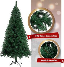 img 2 attached to 🎄 Premium 6-Foot Unlit Artificial Pine Christmas Tree with Sturdy Metal Base - Amazing Seasons, Green Branches - AU-IT6-600-GRN