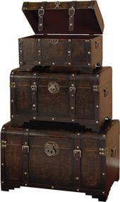 img 4 attached to 📦 Set of 3 Brown Leather Trunks by Deco 79, Made with Usable Wood