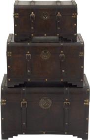 img 2 attached to 📦 Set of 3 Brown Leather Trunks by Deco 79, Made with Usable Wood