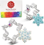 🎄 2.5" ann clark christmas snowflake cookie cutter set with recipe booklet logo