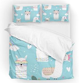 img 1 attached to U LIFE Bedding Duvet Cover Set Full Size - Cute Llamas Camel Rainbow Blue Design - 3 Piece Set for Kid Boy Girl Women Men