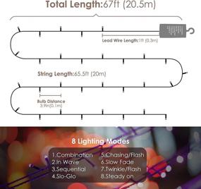 img 2 attached to 🎄 Multicolor Xmas Tree String Lights, 67 FT 200 LED Battery Operated with Timer, Waterproof 8 Mode Functions - Perfect for Home, Garden, Party, Holiday Decoration - Blue