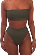 👙 cutiefox women's bandeau bikini with removable straps and high waist bottoms - trendy 2-piece swimwear logo