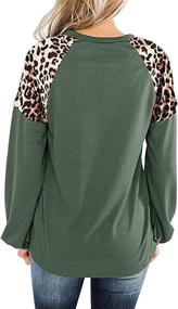 img 1 attached to 🐆 Leopard Print Long Sleeve Shirts for Women - Casual Fall Crewneck Color Block Tops & Sweatshirts