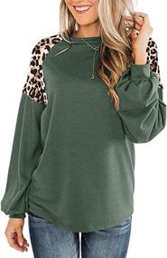 img 3 attached to 🐆 Leopard Print Long Sleeve Shirts for Women - Casual Fall Crewneck Color Block Tops & Sweatshirts