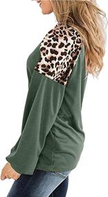 img 2 attached to 🐆 Leopard Print Long Sleeve Shirts for Women - Casual Fall Crewneck Color Block Tops & Sweatshirts