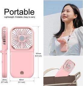 img 2 attached to 🌬️ Ecesia Pink Foldable Handheld Mini Stand Fan: Portable, Powerful, and USB Rechargeable for Cooling on the Go!