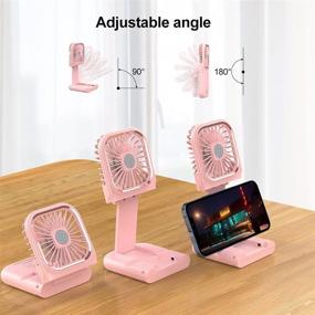 img 1 attached to 🌬️ Ecesia Pink Foldable Handheld Mini Stand Fan: Portable, Powerful, and USB Rechargeable for Cooling on the Go!