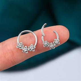 img 2 attached to 💐 COCHARM 16-Gauge Flower Daith Earring: Hypoallergenic Piercing Jewelry for Women, Ideal as Daith, Septum Rings