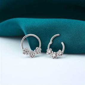 img 1 attached to 💐 COCHARM 16-Gauge Flower Daith Earring: Hypoallergenic Piercing Jewelry for Women, Ideal as Daith, Septum Rings