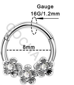 img 3 attached to 💐 COCHARM 16-Gauge Flower Daith Earring: Hypoallergenic Piercing Jewelry for Women, Ideal as Daith, Septum Rings